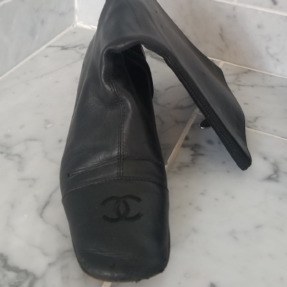 Black Chanel Leather Boots - Picture 2 of 6